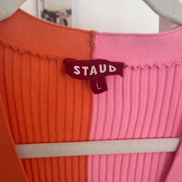 STAUD Pink and Orange Knit Women's Dress - Picture 2 of 4